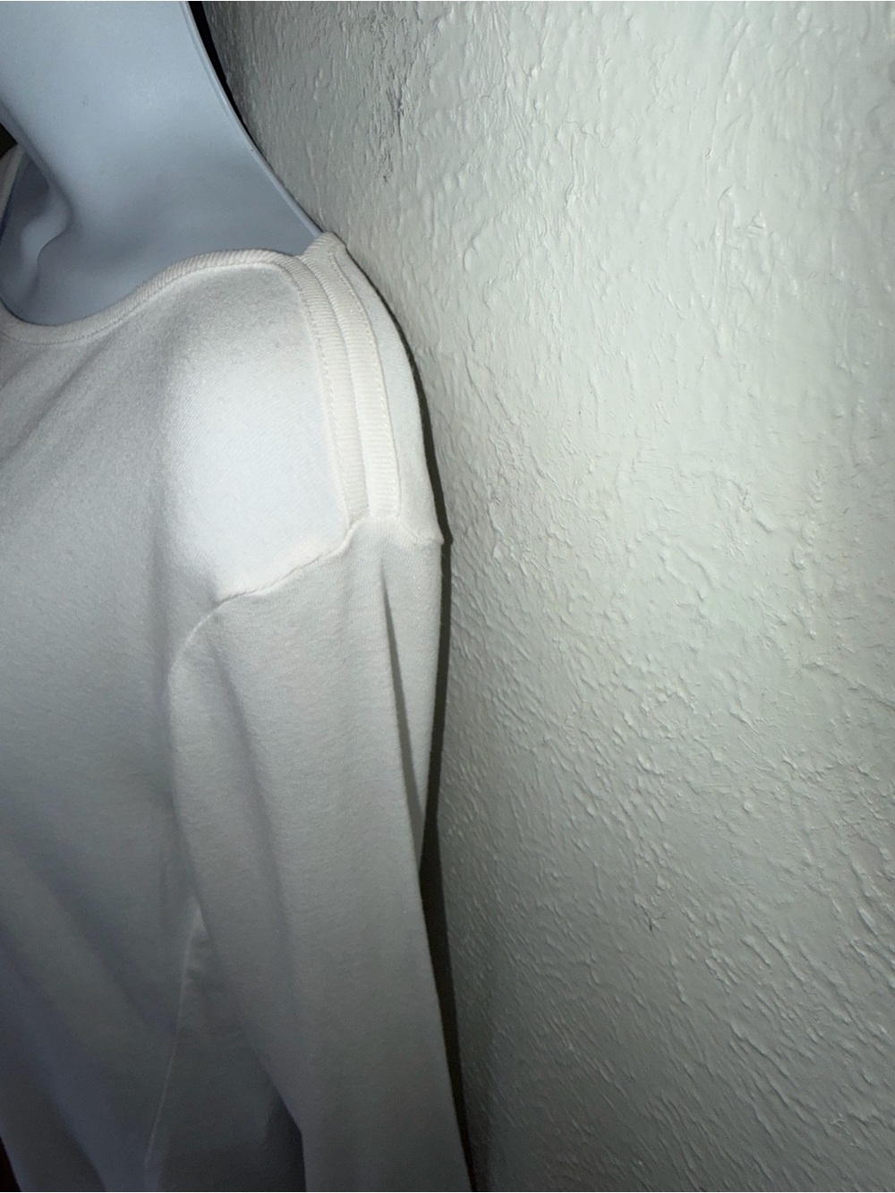 Caslon Boat Neck Long Sleeve T-Shirt Knit Top in White Cotton Modal Blend Sz L - Picture 5 of 8